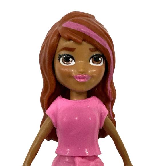 Poly Pocket Pop Star Spotlight Doll With Pink Outfit/Brown Hair Pink Stripe - Picture 4 of 5